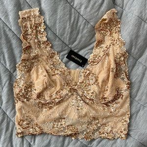 bebe Cropped Beaded Bra Top